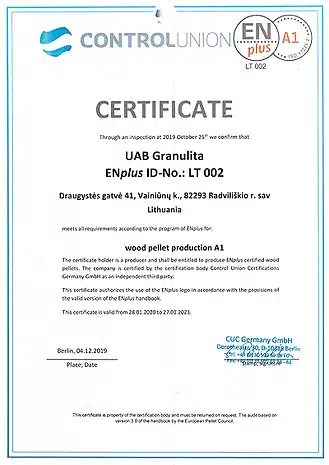 gecertificeerde Enplus-a1 pellets