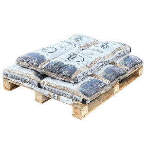 tien zakken DPP pellets op een pallet gestapeld