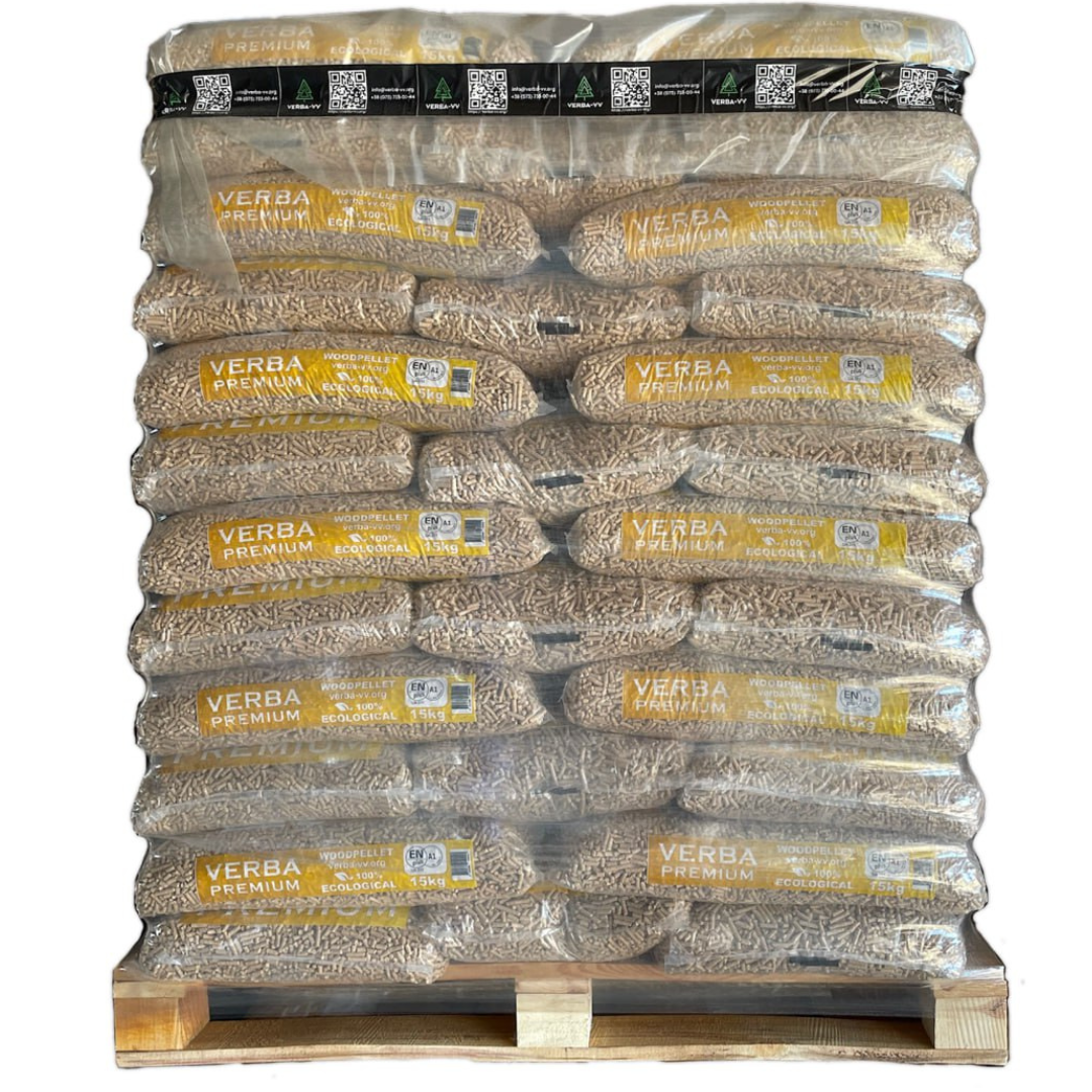 XXl pallet verba houtkorrels netjes opgestapeld